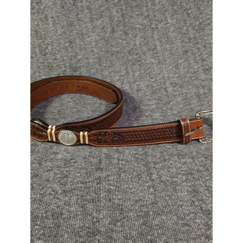 Men's 3D Conpany Brown Or Black Leather Western Belt with Decorative Concho 44